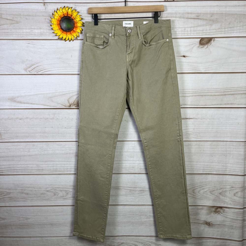 FRAME L'Homme Slim Fit Pants Khaki Tan Mens Size 30x32 Designer‎ Denim Chinos
